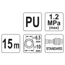 YATO Pneumatická hadica (špirála) s rýchlospojkou 6,5 x 10 mm x 15 m 1,2 MPa