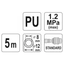YATO Pneumatická hadica (špirála) s rýchlospojkou 8 x 12 mm x 5 m 1,2 MPa