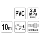 YATO Pneumatická hadica s rýchlospojkou 8 mm x 10 m, 2,0 MPa