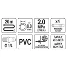 YATO Automatický navijak pneumatických hadíc 8 mm x 20 m