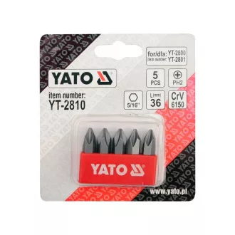 YATO Sada bitov 5 kusov PH2 36 mm (pre YT-2800, YT-2801) CrV