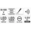 Bezkontaktné meranie fázovým detektorom YATO s izoláciou do 90-1000 V