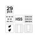 YATO Súprava na vytváranie závitov (ručná) 29 dielna HSS M13-M12