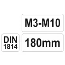 YATO Špirálový vrták s otáčajúcou rukoväťou M3-M10 180 mm