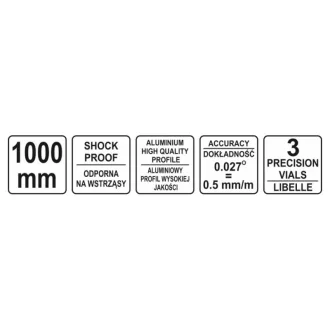 YATO Vodováha 3 libely 2 rukoväte 1000 mm