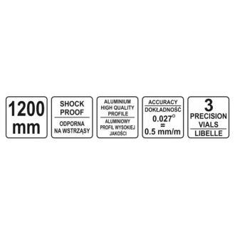 YATO Vodováha 3 libely 2 rukoväte 1200 mm
