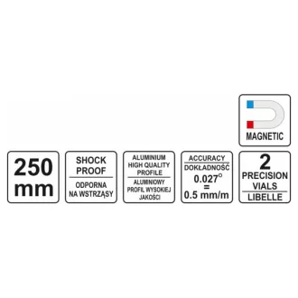 YATO Lichobežníková vodováha 2 vodováha 250 mm