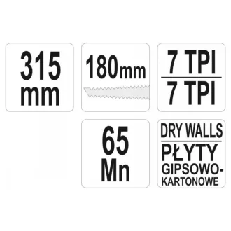 YATO Píla na sadrokartón obojstranná 180 mm