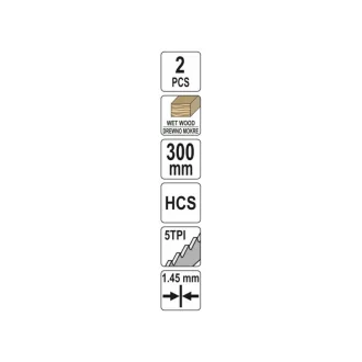 YATO Pílka na vlhké drevo 300/1,45 mm 5 TPI HCS (2 ks)