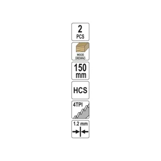   YATO Pílový list na pílu na drevo 150/1,2 mm 4 TPI HCS (2 ks)