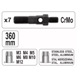   YATO skrutkovač nitovacích matíc 360 mm M3, M4, M5, M6, M8, M10, M12