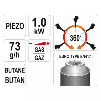 YATO Plynová horáková pištoľ piezo 1kW 1000°C