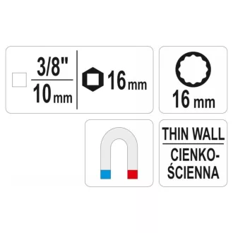 YATO nástenný nástenný kľúč 3/8" 16 mm