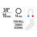 YATO Kľúč na sviečky s kĺbovým nástavcom 3/8" 14 mm / 88 mm CrV