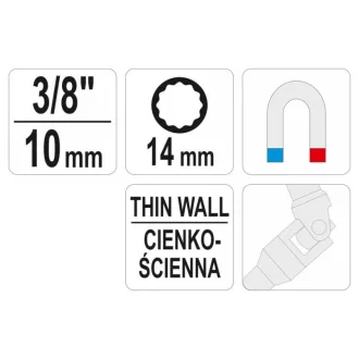   YATO Kľúč na sviečky s kĺbovým nástavcom 3/8" 14 mm / 88 mm CrV