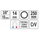 YATO kľúč na zapaľovacie sviečky extra dlhý 3/8" 14 mm / 250 mm magnetický CrV