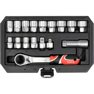   Sada nástrčných kľúčov YATO 17 kusov 3/8", 1/2" drážka