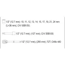 YATO sada nástrčných kľúčov 12 dielov 1/2" 10-24 mm CrV