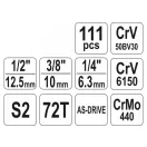 Sada nástrčných kľúčov YATO 111 kusov 1/4", 3/8", 1/2" CrV