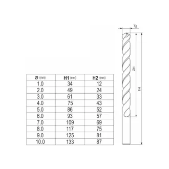 YATO Sada spirálových vŕtačiek 10 kusov 1-10 mm HSS Co