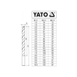 YATO Súprava vŕtačiek do dreva 19 kusov 1-10 mm HSS Co