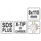 YATO Skalný vrták 8,0 x 110/50 mm štvorhranný SDS-Plus