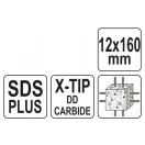 YATO Kamenársky vrták 12 x 160/100 mm štvorboký SDS-Plus