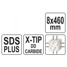YATO Vŕtačka na skalu 8,0 x 460/375 mm štvorhranná SDS-Plus