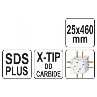 YATO Skalný vrták 25 x 460/375 mm štvorhranný SDS-Plus