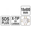 YATO Kameňový vrták 18 x 600/525 mm štvortvarý SDS-Plus