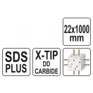 YATO Vŕtačka na skalu 22 x 1000/930 mm štvorhranná SDS-Plus