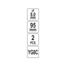 YATO Centrovací vrták pre kruhový výrez 8 x 95 mm (2 ks)