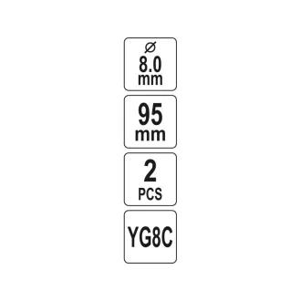 YATO Centrovací vrták pre kruhový výrez 8 x 95 mm (2 ks)