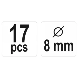 YATO Sada na zatĺkanie hmoždínok 8 mm 17 kusov