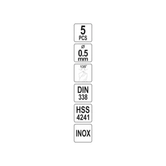 YATO Drevený vŕtak 0,5 x 22/6 mm inox HSS Premium (5 ks)