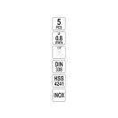 YATO Špirálový vŕtak 0,8 x 30/10 mm inox HSS Premium (5 ks)