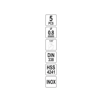   YATO Špirálový vŕtak 0,8 x 30/10 mm inox HSS Premium (5 ks)
