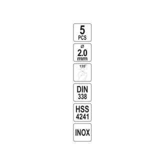   YATO Spirálový vrták 2,0 x 48/22 mm inox HSS Premium (5 ks)