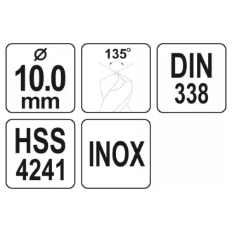 YATO Spirálový vrták 10,0 x 133/87 mm inox HSS Premium