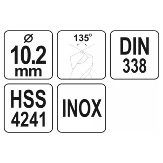 YATO Spirálový vrták 10,2 x 130/85 mm inox HSS Premium