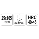 YATO Drevený vrták 25 x 165 mm s bitovým držiakom