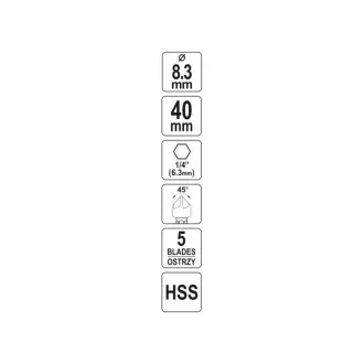   YATO Kónický záhlbník do kovu HSS s 8,3 mm uchytením bitov