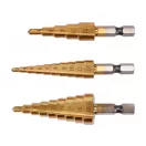 YATO Súprava stupňovitých vrtákov 3-dielna HSS nitrid titánu