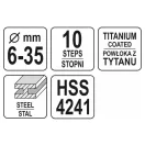 YATO Stupňový vrták 6-35 mm 10 stupňov HSS nitrid titánu