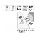 YATO Stupňový vrták 4-22 mm 10 stupňov HSS nitrid titánu