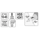 YATO Stupňový vrták 10-45 mm 8 stupňov HSS nitrid titánu