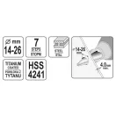 YATO Stupňový vrták 14-26 mm 7 stupňov HSS nitrid titánu
