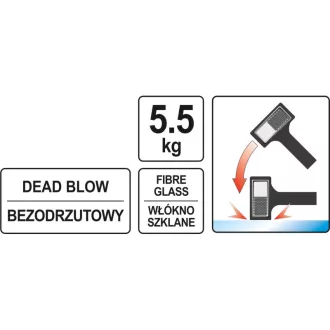   YATO Gumové kladivo 5500 g bez spätného rázu 105x105x180 mm