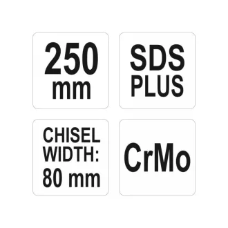 YATO Široká stopka dláta 80 x 250 mm SDS-Plus
