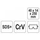 YATO Široká stopka dláta 40 x 250 mm SDS-Plus